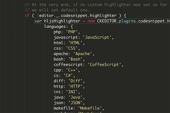 帝国cms编辑器怎样将codesnippet语言里的html、php提前？
