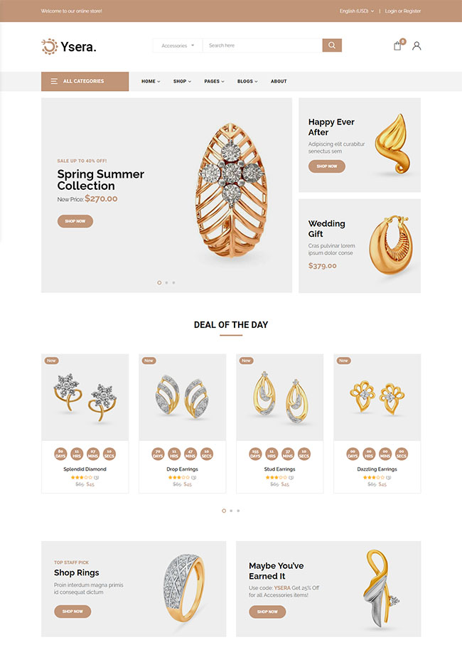 珠宝行业奢侈品项链首饰展示网站html模板免费下载